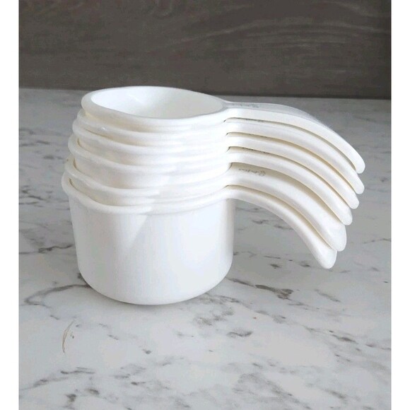 Tupperware Measuring Cups White Curved Handle Classic Set of 6 Kitchen Baking - Picture 3 of 4